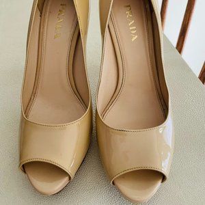 Prada Nude Patent Leather D'Orsay Pumps Size 8.5M